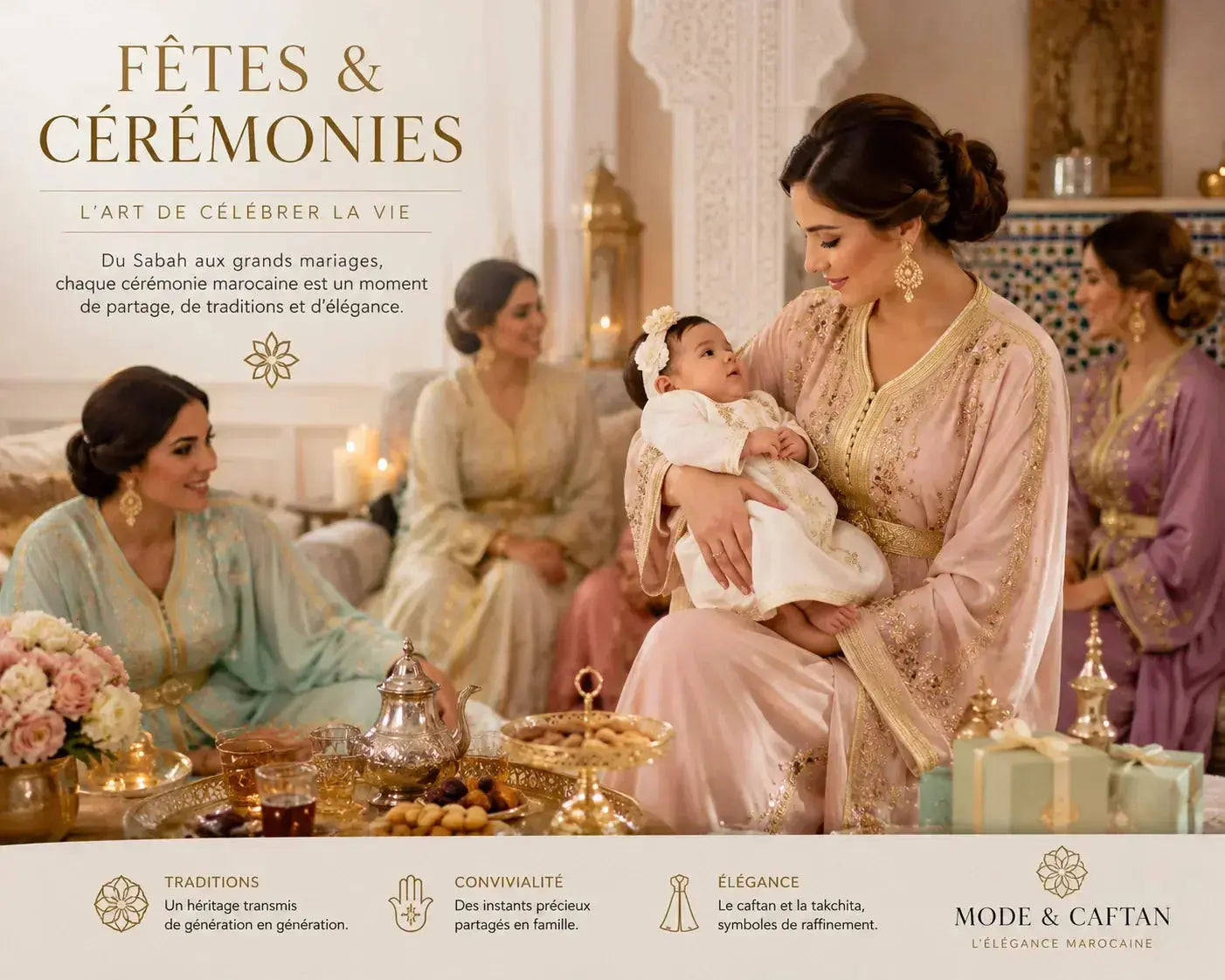 Fête de Naissance  aquiqa fille avec sa maman en caftan 