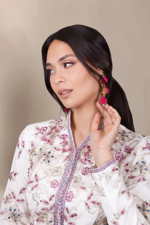 Noor Earrings, fuchsia dangling earrings