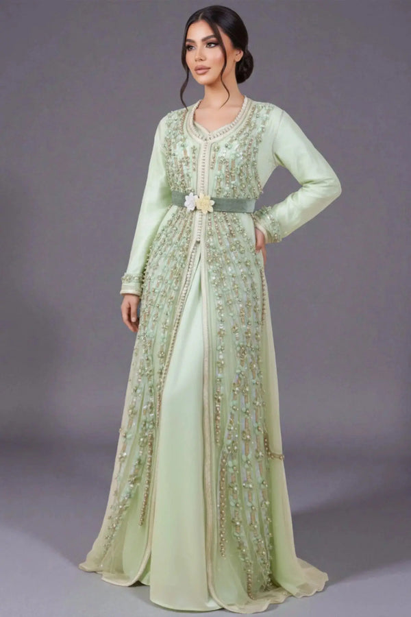 Caftano marocchino da donna di alta moda con pizzo di alta gamma