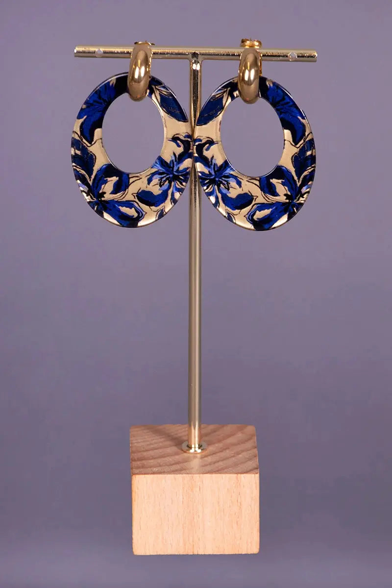 boucles d'oreilles orientales bleues bronze