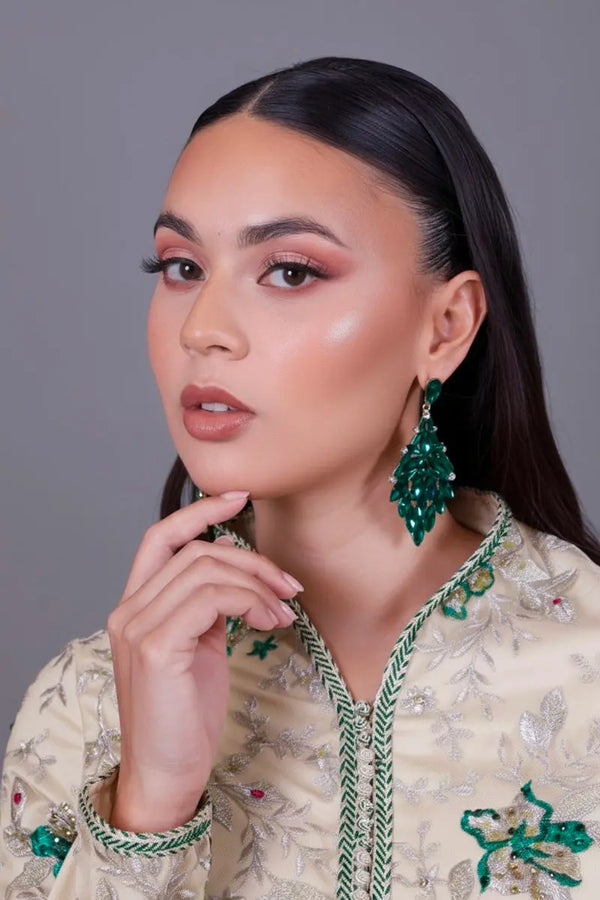 Boucles d'oreilles vertes emeraudes Jade