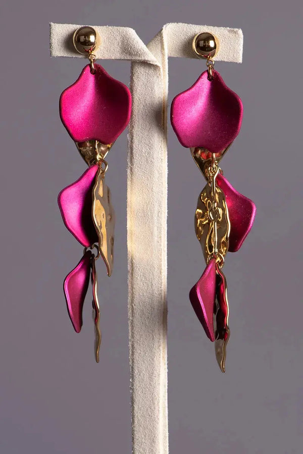 boucles d'oreilles fushia et or 