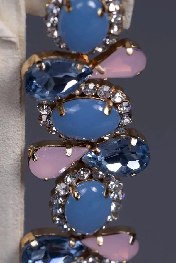 boucles d'oreilles bleu et rose grand format 