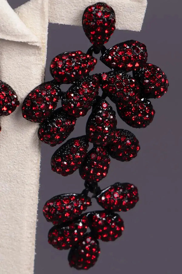 boucles d'oreilles noire et rouge grappe 