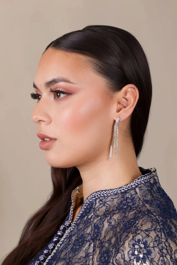 pendientes colgantes de strass plateado