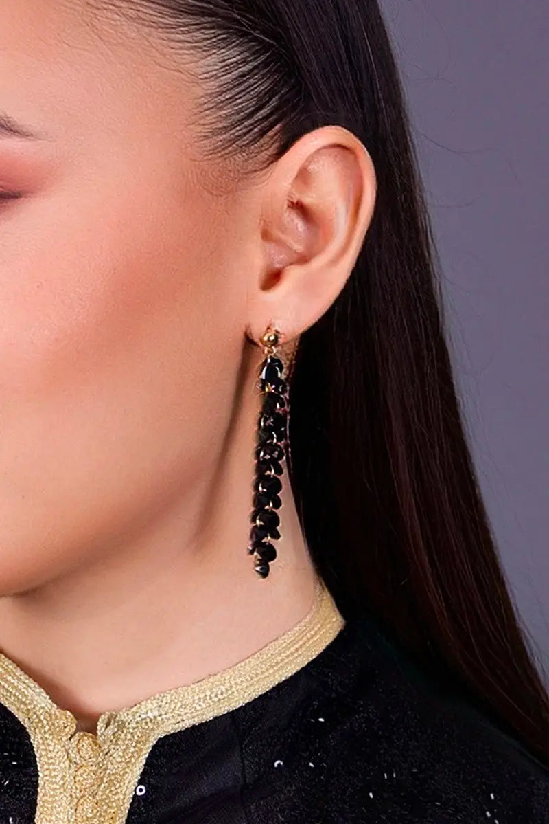 boucles d'oreilles pendantes noires 