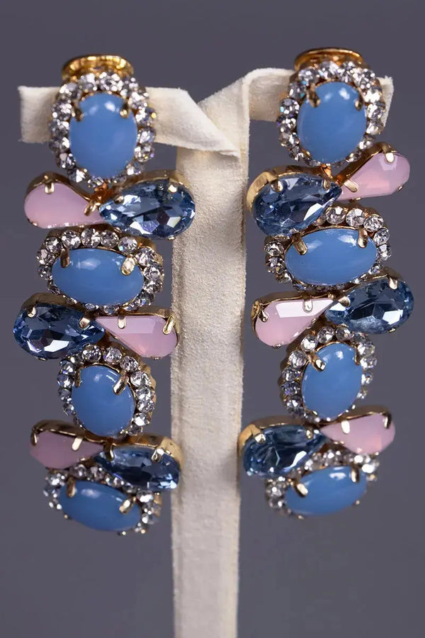 boucles d'oreilles rose et bleu pour mariage 