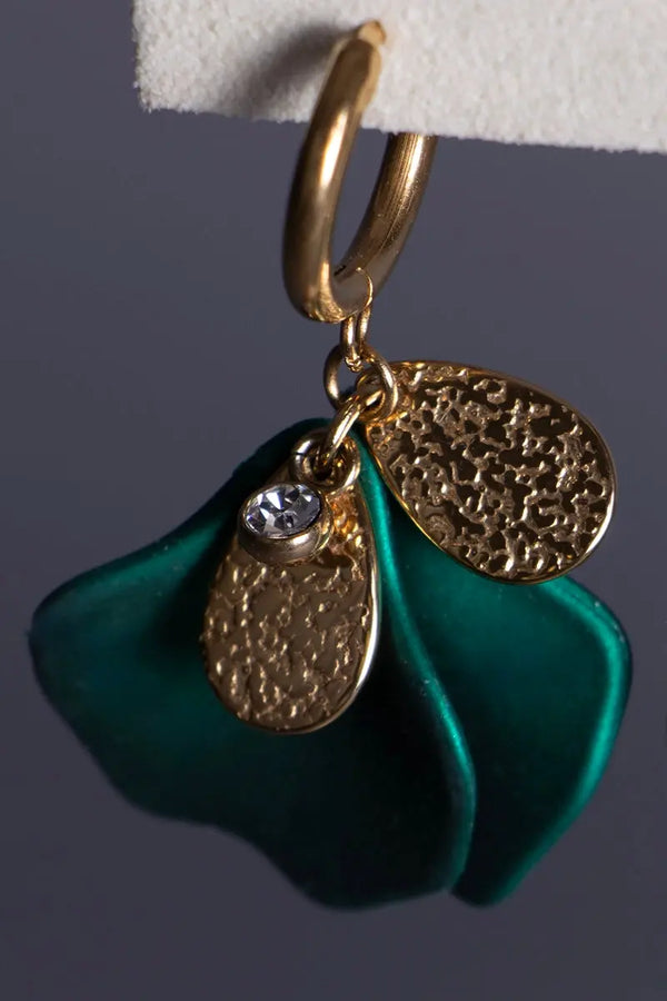 boucles d'oreilles verte et or