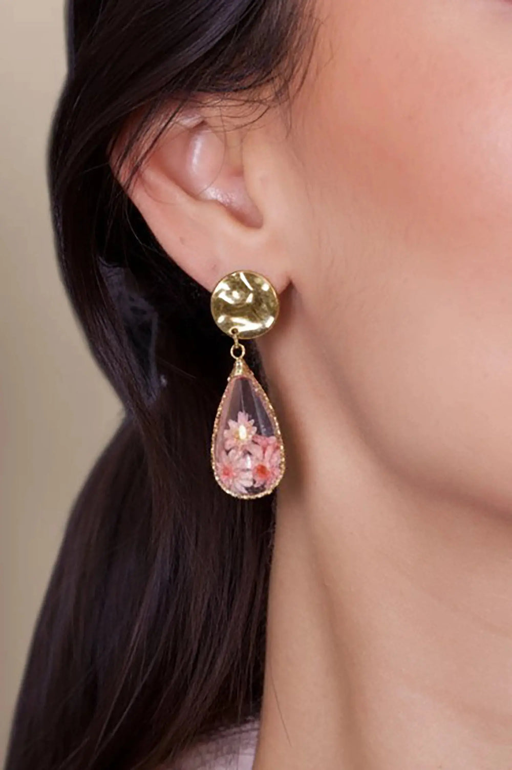 Boucles d'oreilles fleurs, pinky flower