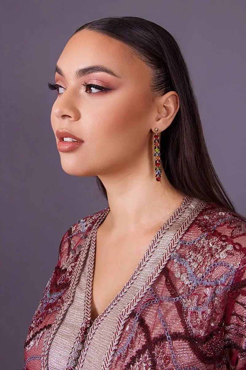 boucles d'oreilles pendantes multicolores 