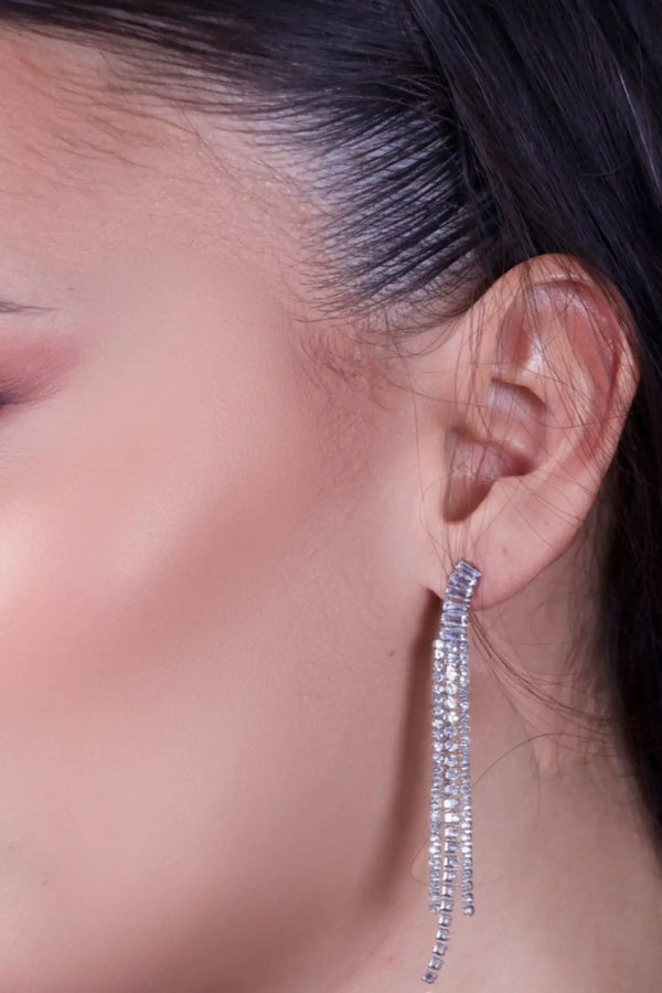 pendientes colgantes de strass plateado