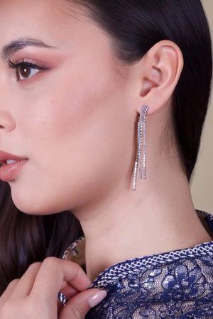 pendientes colgantes de strass plateado