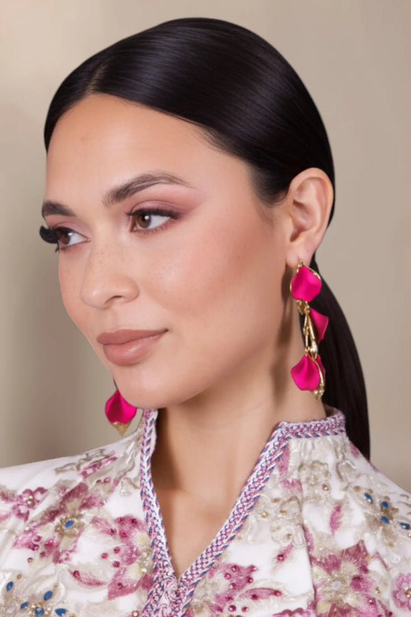 Noor Earrings, fuchsia dangling earrings