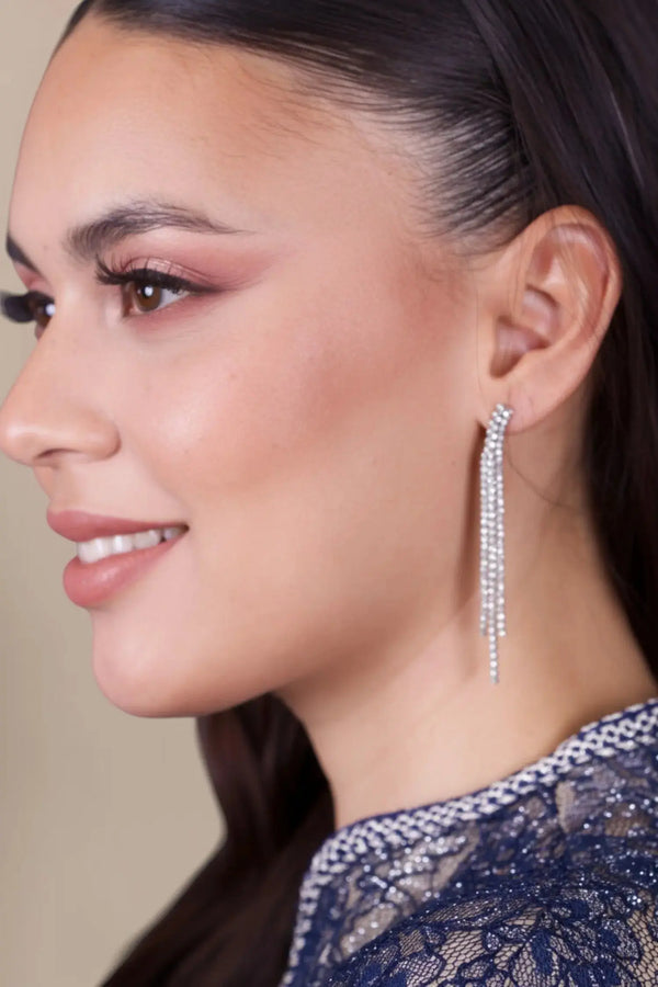 pendientes colgantes de strass plateado