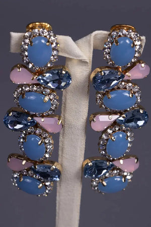 boucles d'oreille rose et bleu 