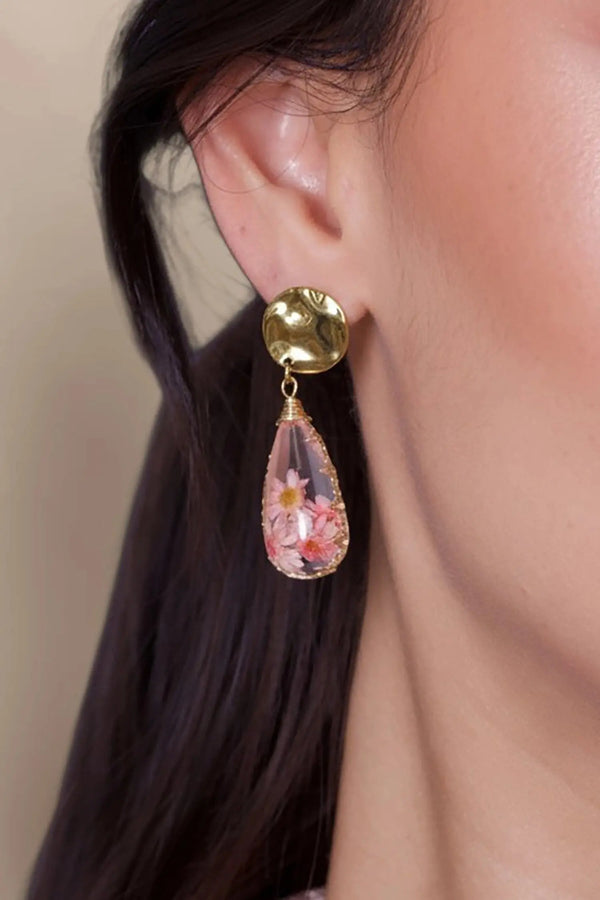 Boucles d'oreilles fleurs, pinky flower