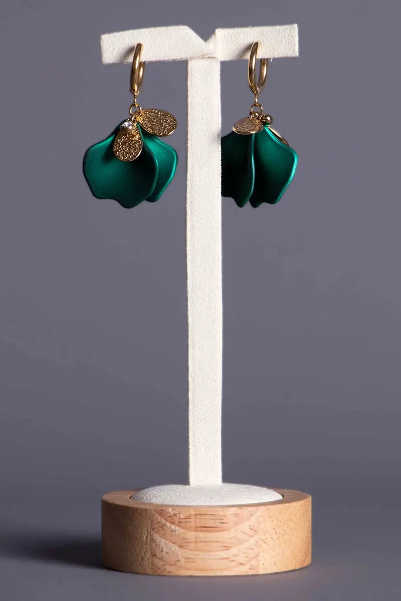 boucles d'oreilles vertes et dorées mariage