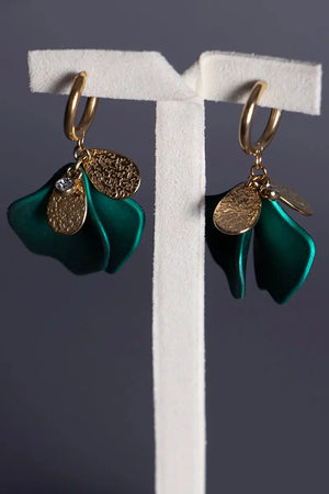 boucles d'oreilles verte et or pour soirée ou au quotidien