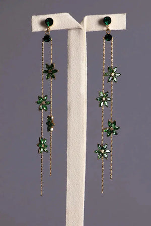boucles d'oreilles pendante verte 