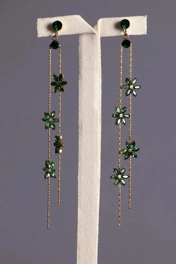 boucles d'oreilles pendante verte 