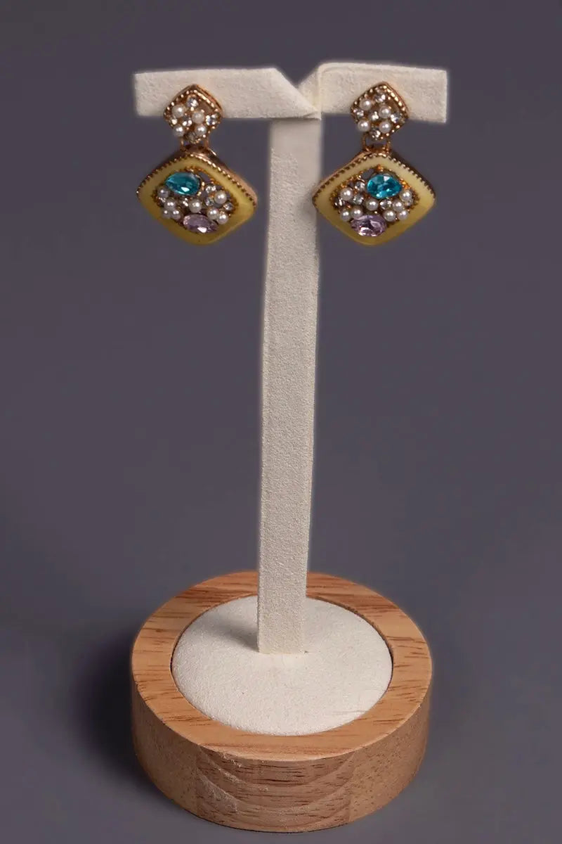 boucles d'oreille bleu et rose