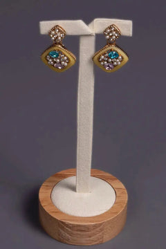boucles d'oreille bleu et rose