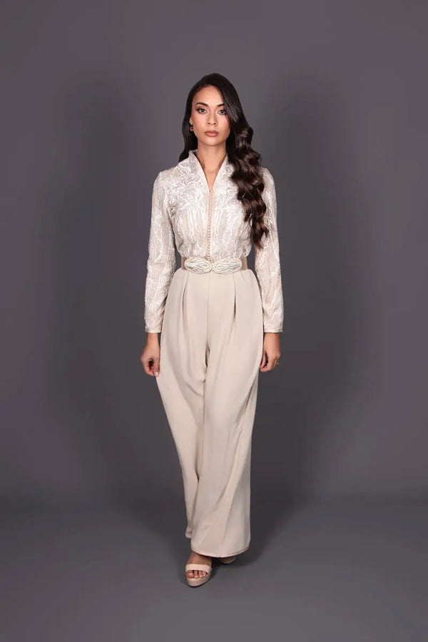 Kaftan jumpsuit for a Moroccan, Oriental, or Algerian wedding