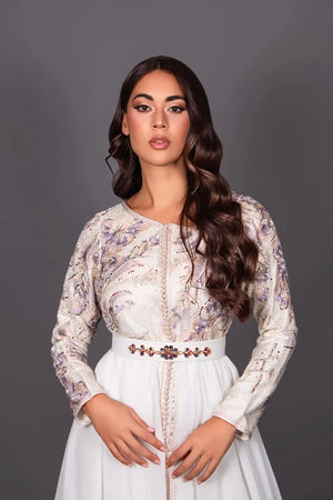 Caftan Loujeyna mauve, caftan moderne