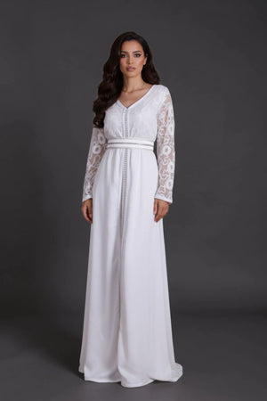 caftan mariage marocain vert et blanc 