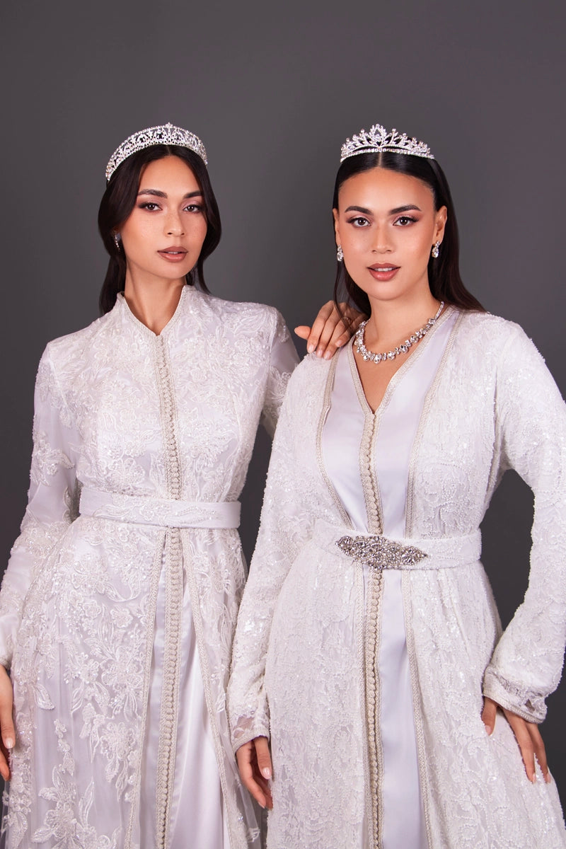 Caftan pour mariée en dentelle blanc pour grand mariage