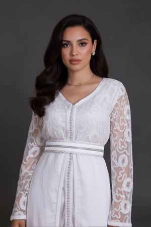 caftan marocain femme blanc 