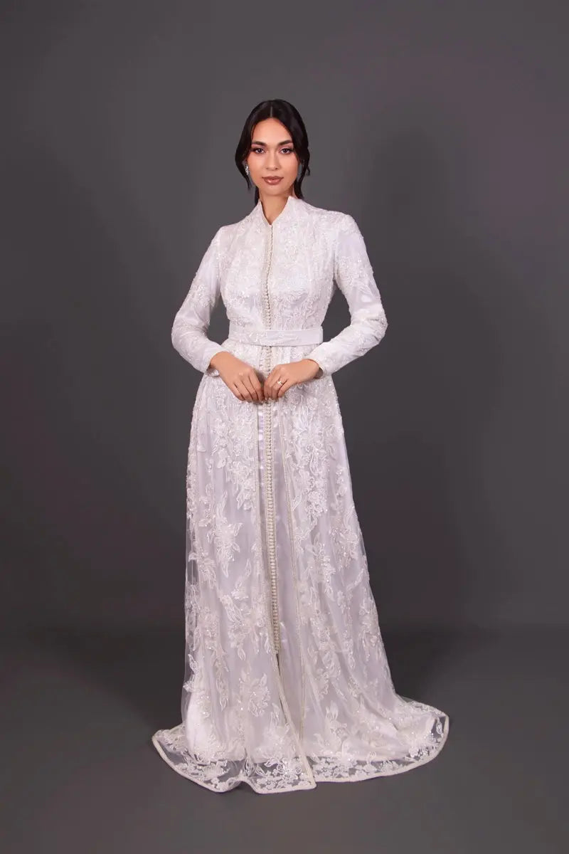Caftan marocain élégant pour mariage blanc