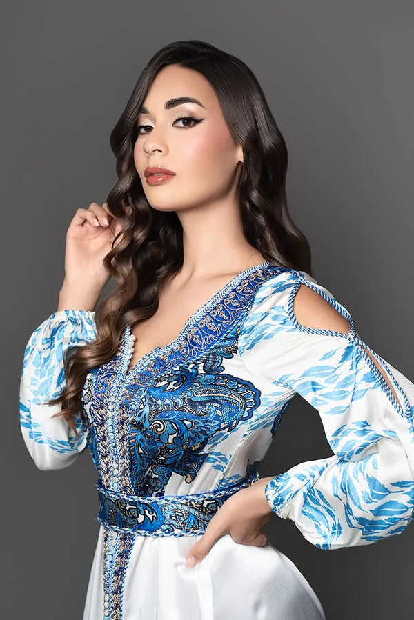 simple Moroccan wedding kaftan for a guest
