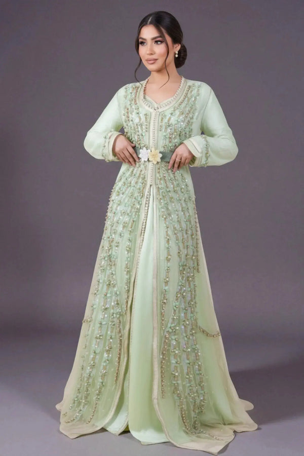 Caftano marocchino in pizzo di alta gamma per matrimonio, sposa