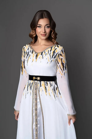 Marokkanischer Kaftan mit U-Boot-Ausschnitt im Angebot
