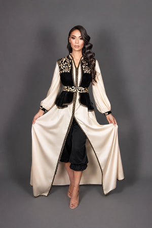 Ensemble Orelysse : caftan, pantalon et gilet noirs