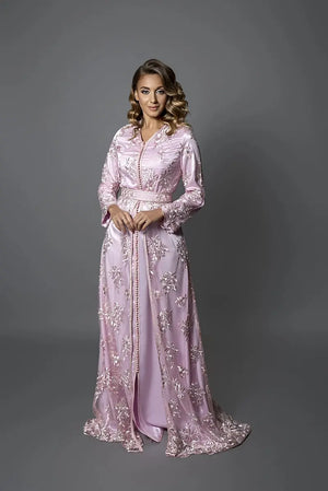 günstiger Kaftan im Angebot in Rosa und Silber, Größe 36