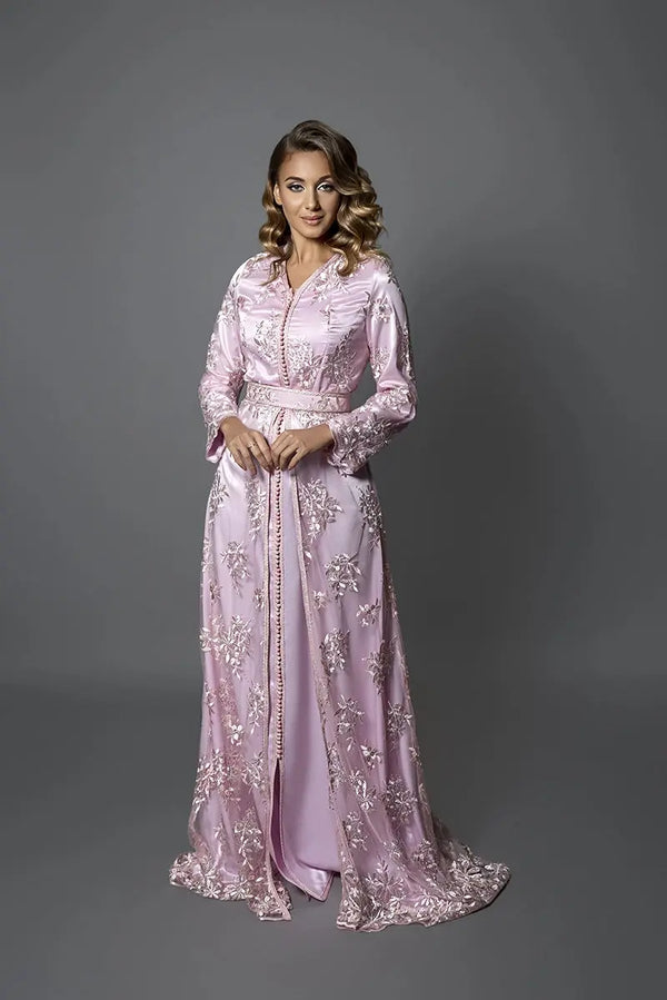 günstiger Kaftan im Angebot in Rosa und Silber, Größe 36