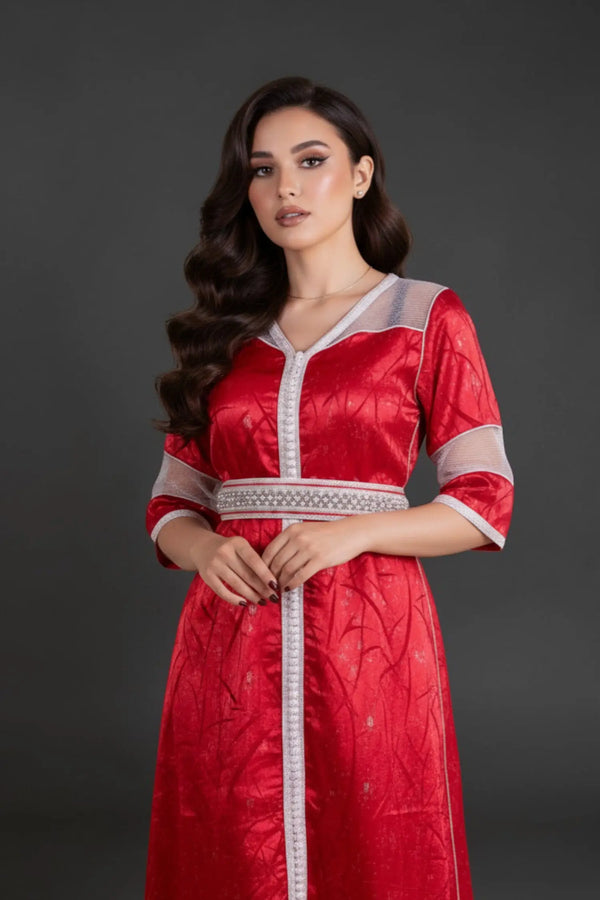 caftan pour l'aid rouge et blanc