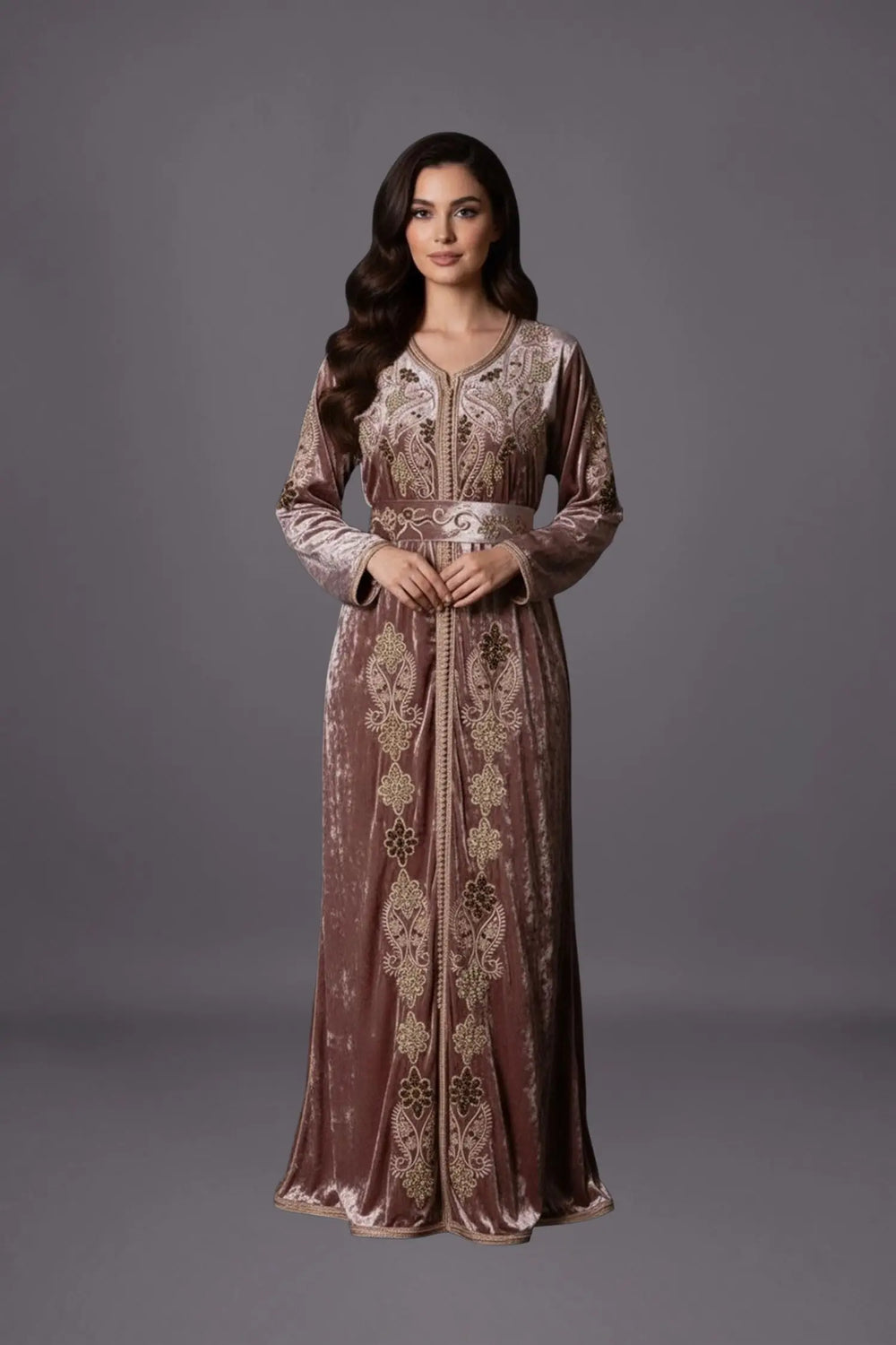 Caftan en velour vieux rose Salima MODE & CAFTAN