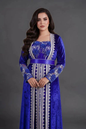 caftan vintage bleu roi pour mariage marocain 