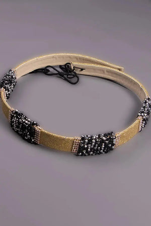 ceinture marocaine noir et or pour caftan marocain 