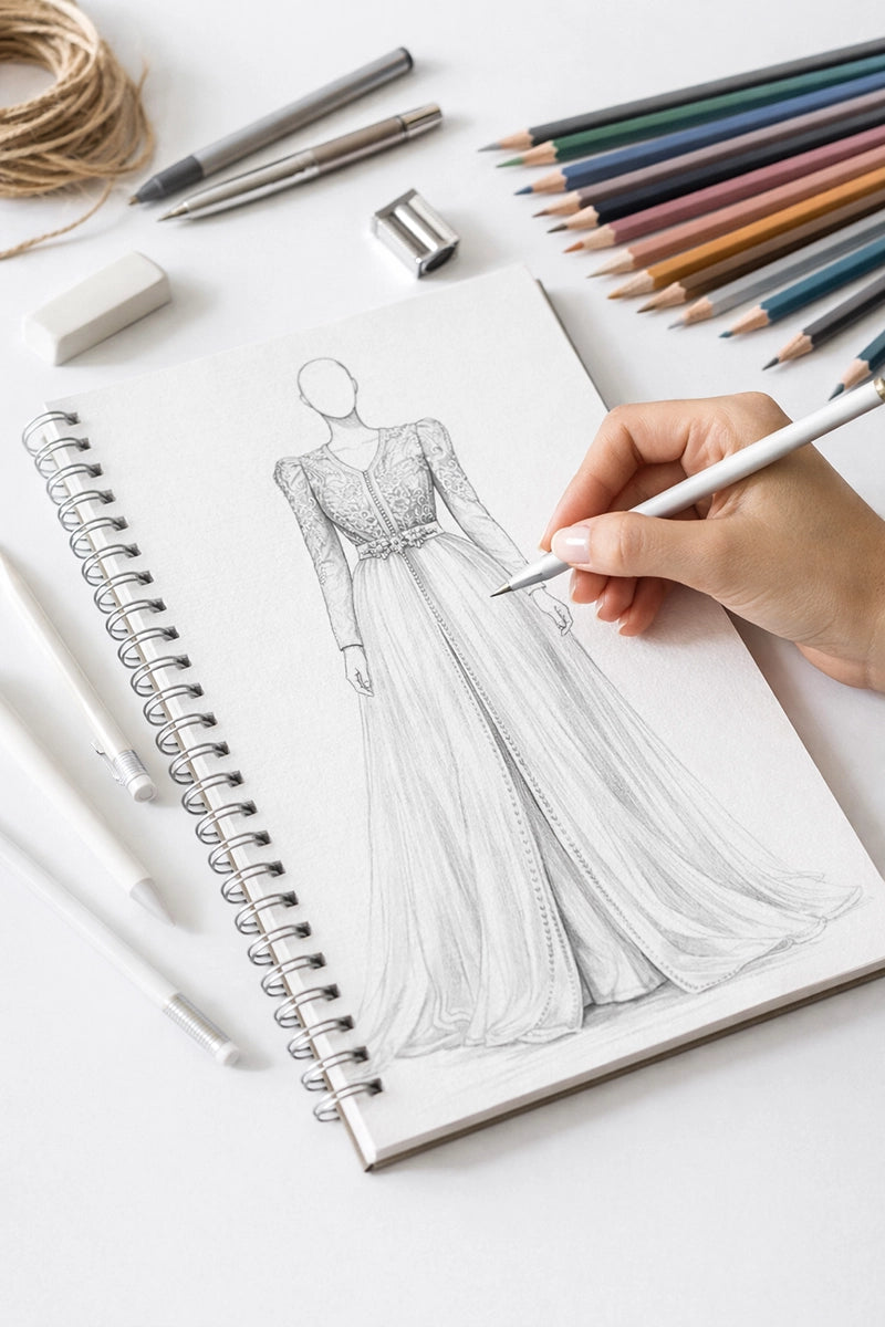 croquis de caftan marocain par mode et caftan 