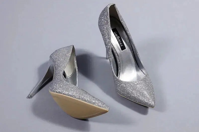Silberne Pailletten-Pumps für Mode & Kaftan