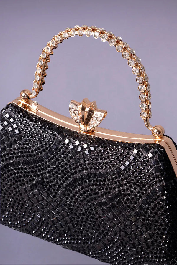 Black and gold evening minaudière for a black Moroccan kaftan