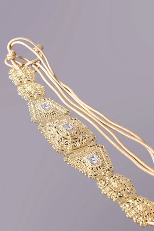 Ceinture pour caftan dorée Wiffak de MODE & CAFTAN avec détails ciselés et pierres centrales scintillantes