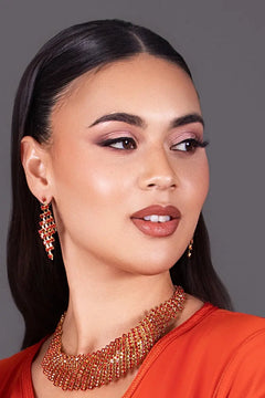 parure de soirée rouge, orange orientale karmine