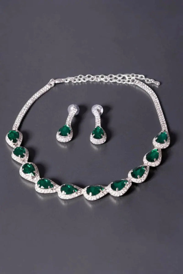 parure soirée vert et argent 