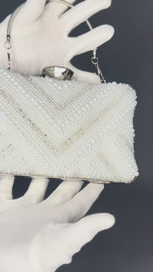 Sac de soirée femme perle et argent