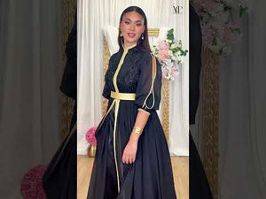 Caftan nero Soléa, caftan nero e oro